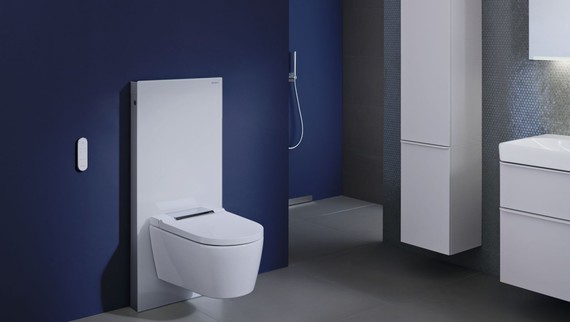 2019-geberit-aquaclean-sela-shower-toilet-with-white-monolith-smyle-bathroom-furniture-16-9 © Geberit Sales Ltd
