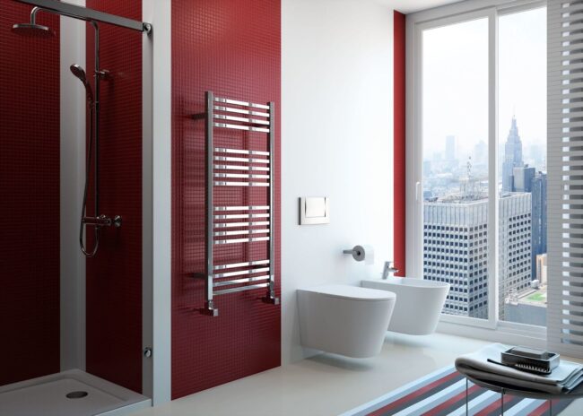 Stock Red Bathroom