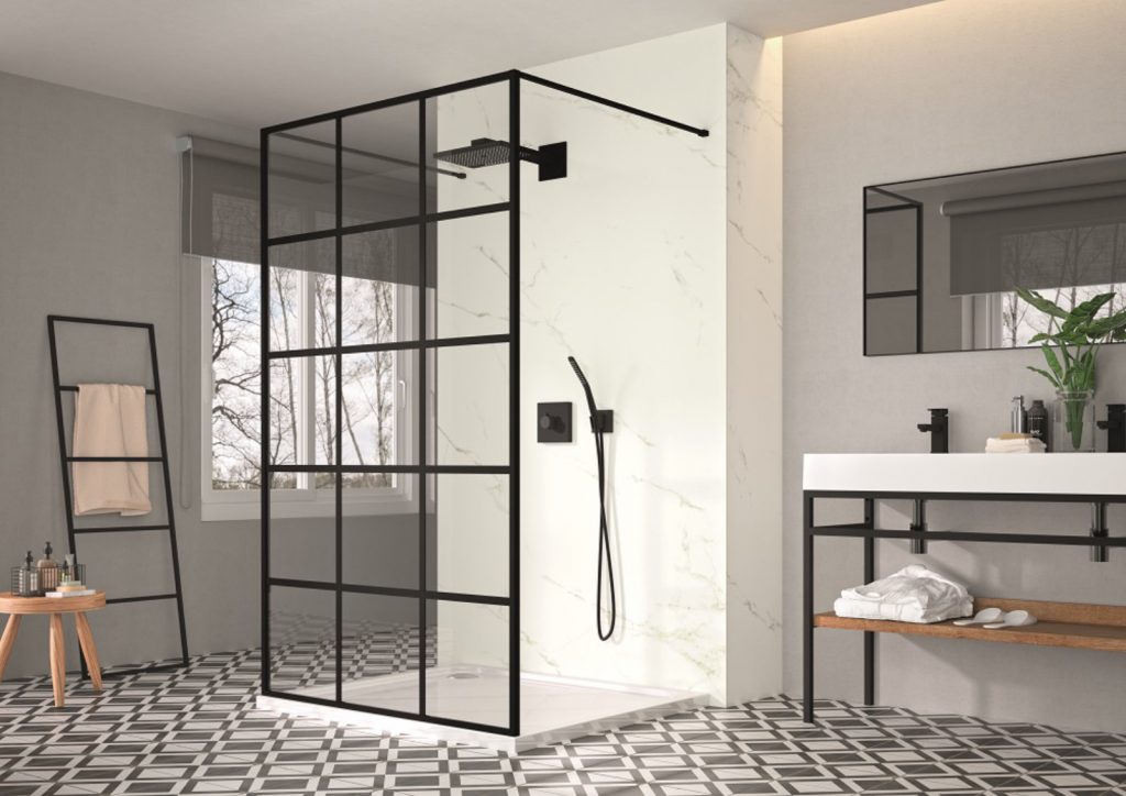 Merlyn Black Squared Double Entry Shower Panel Lr | Total Bathrooms, Bath