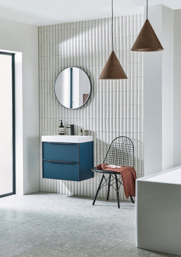 Frame 600 Derwent Blue Circle Mirror Lifestyle | Total Bathrooms, Bath