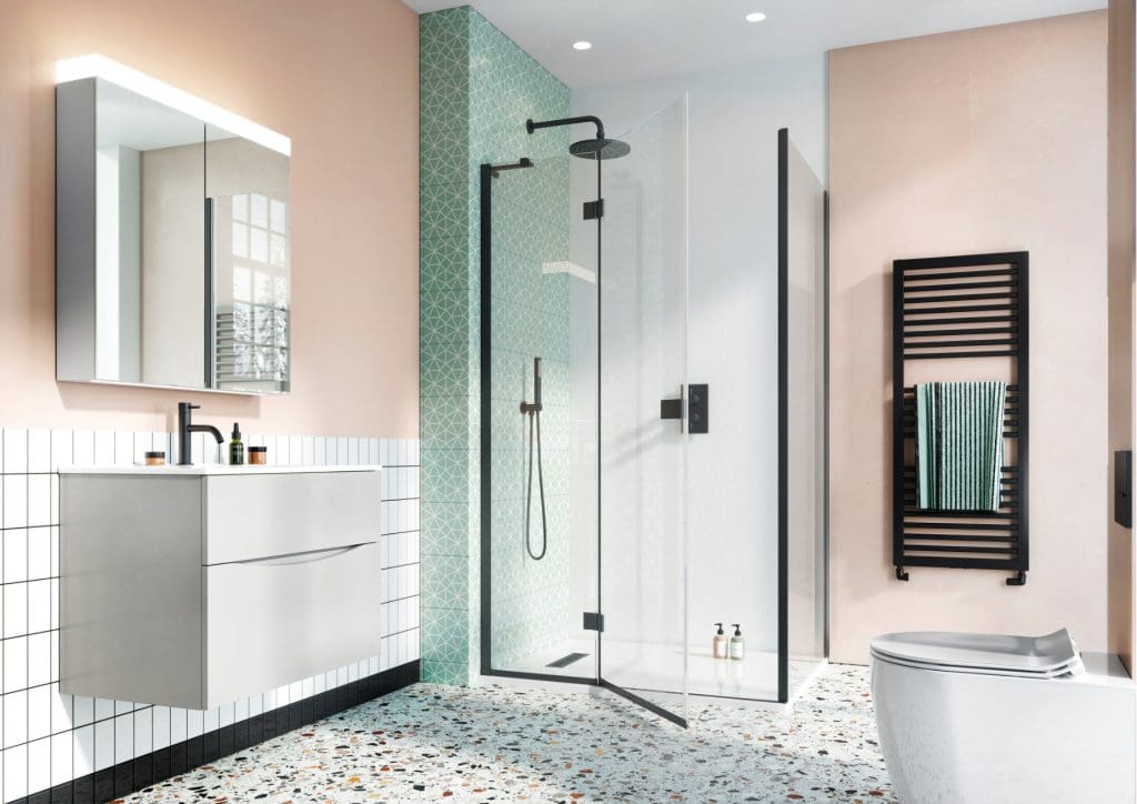 Design 8 Mb Hinged Door With Inline And Side Panel Open | Total Bathrooms, Bath