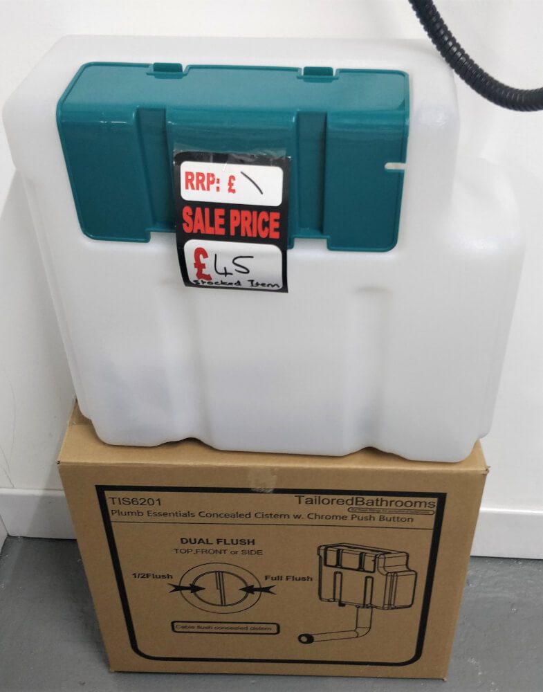 Plumb Essentials Concealed Cistern w. Chrome Push Button