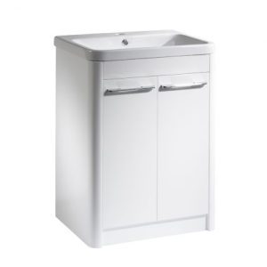 R2 Contour 600 Floor Mounted Basin Unit 2 Door Gloss White