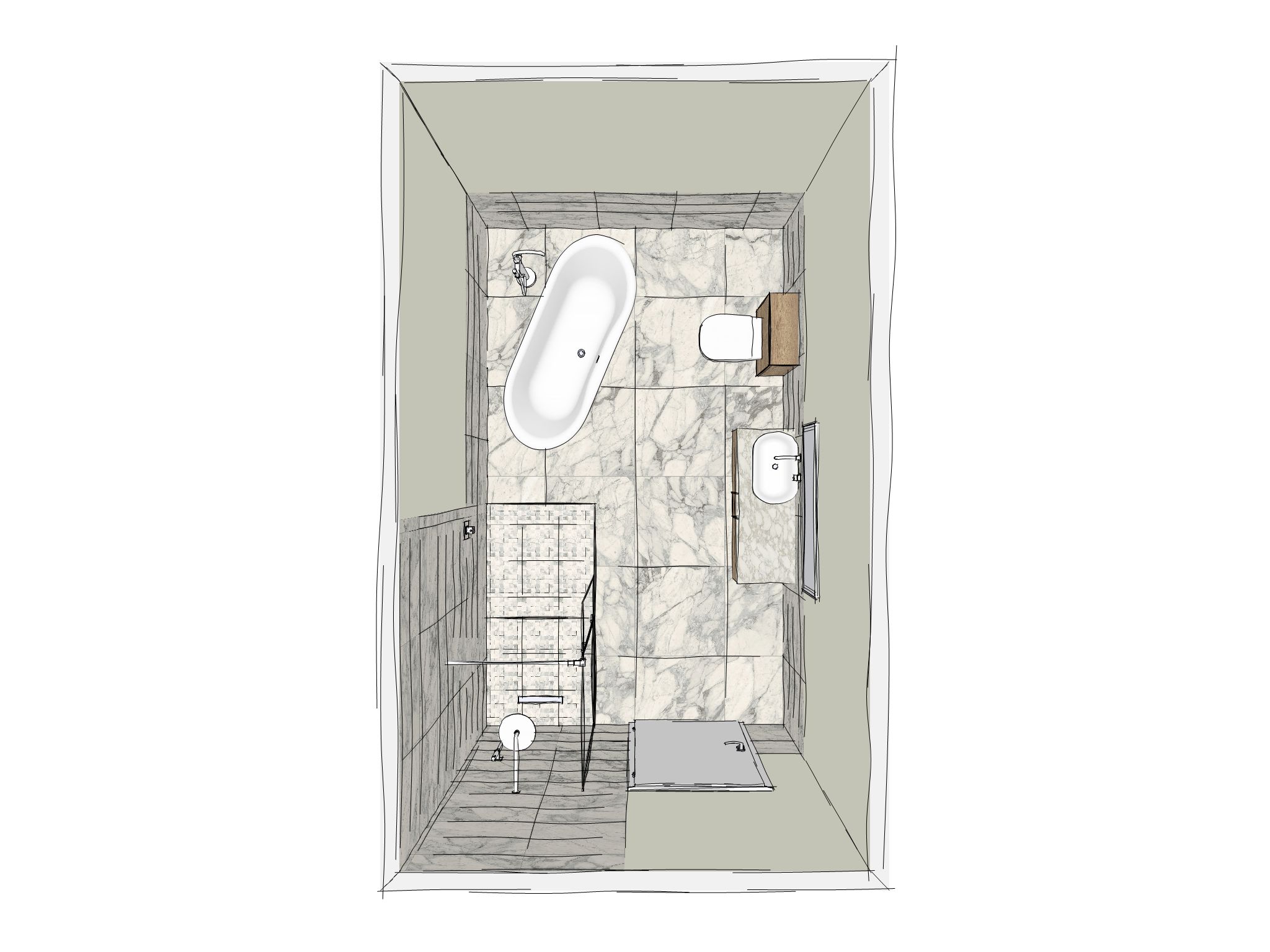 Family Bathroom 2 Top Sketch | Total Bathrooms, Bath