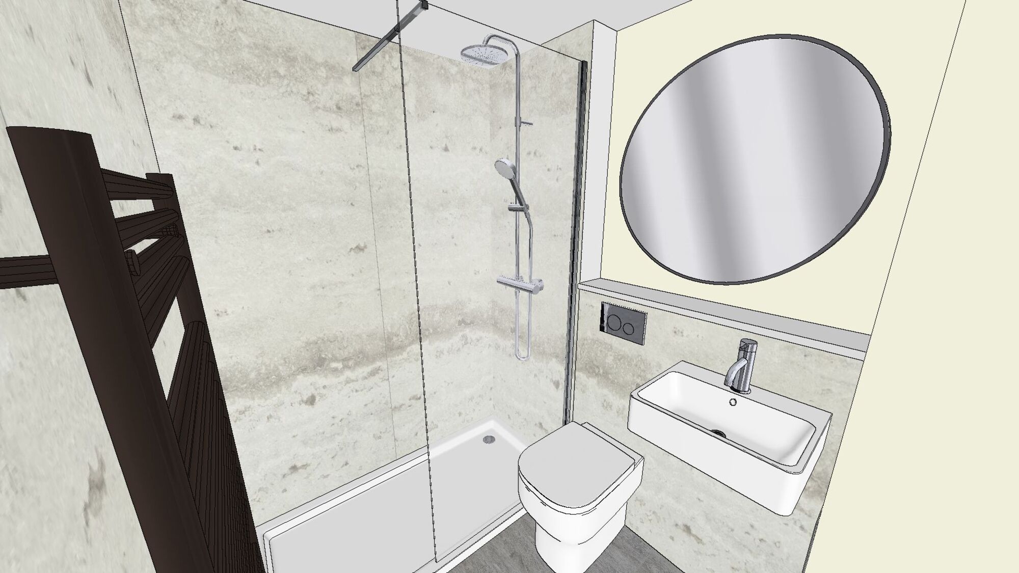 Harington Hotel Room 1 Shower View | Total Bathrooms, Bath