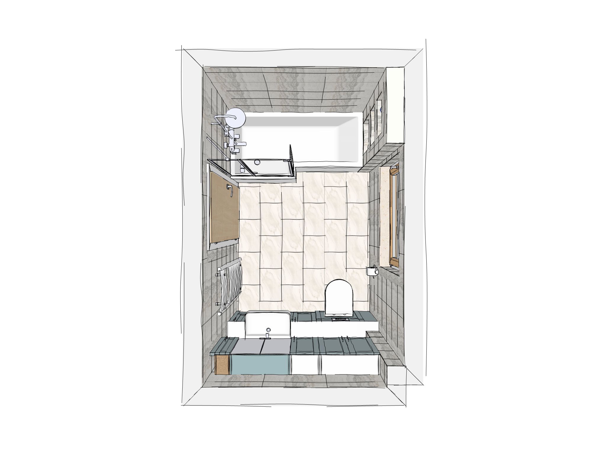 Marvell Ba2 2Bx Concept 4 Top Sketch | Total Bathrooms, Bath