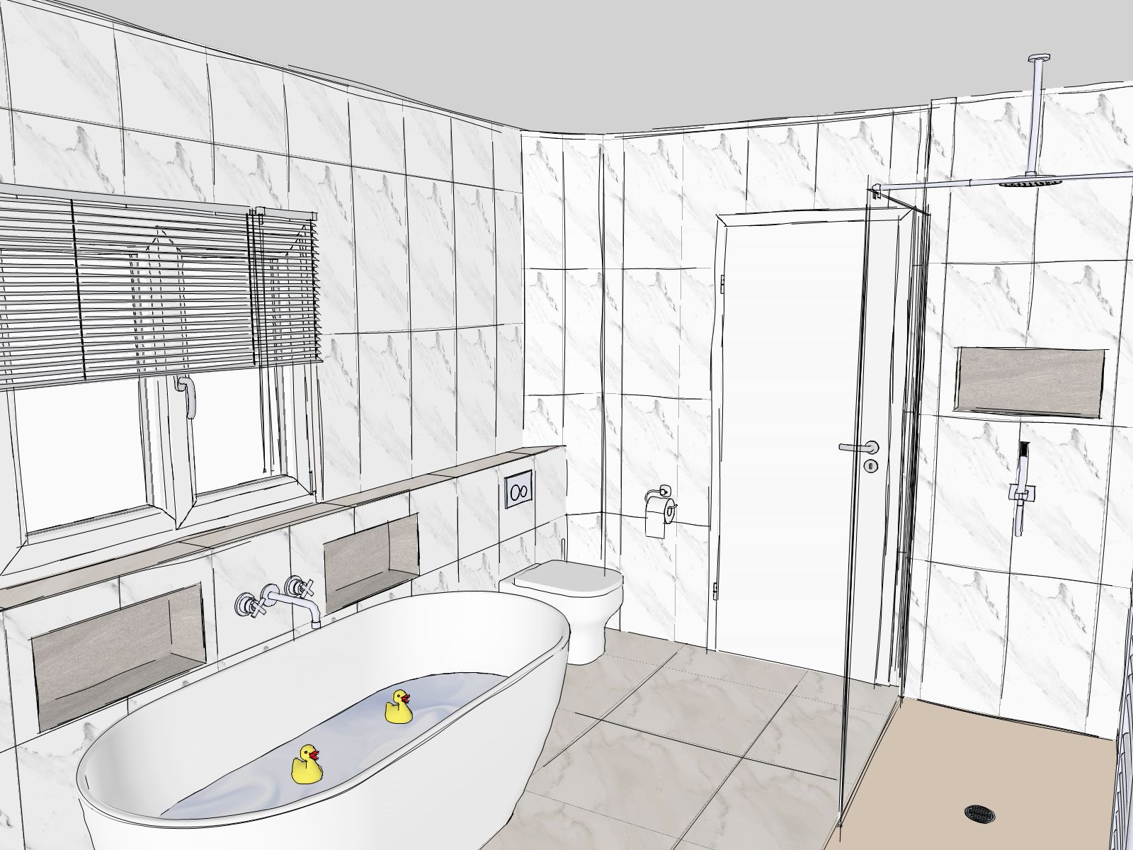 Master Ensuite Concept 3 Angle Sketch | Total Bathrooms, Bath