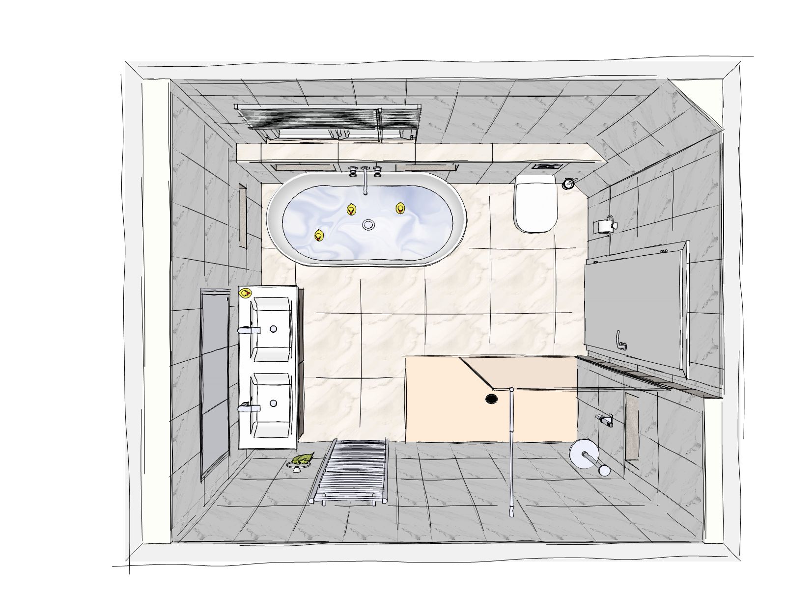 Master Ensuite Concept 3 Top Sketch | Total Bathrooms, Bath