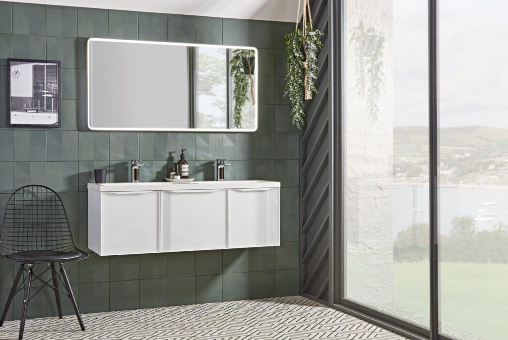 Frame 1200 gloss white wide lifestyle | Total Bathrooms