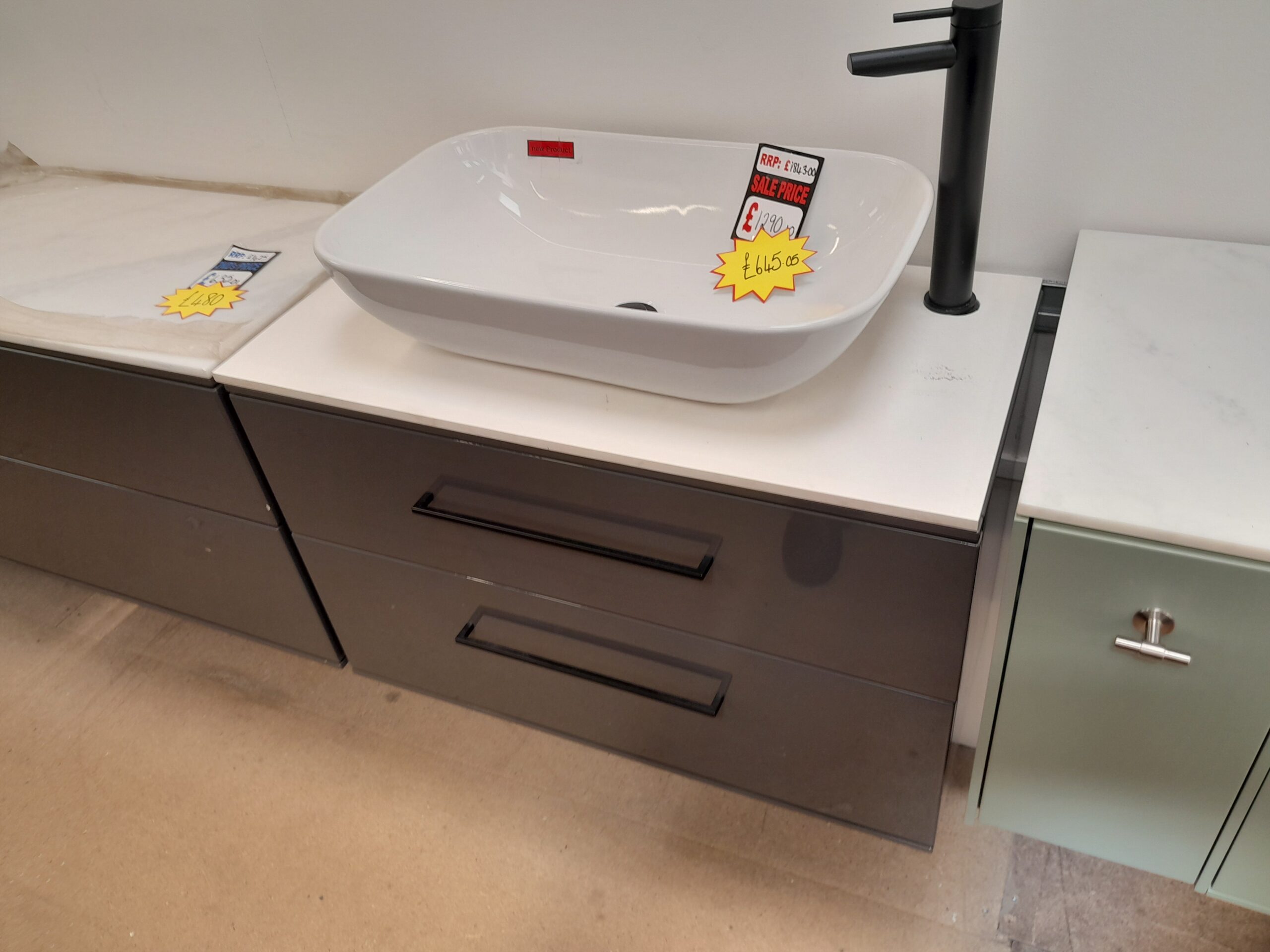 Ex-display Scheme 800mm vanity unit, worktop, vessel Basin, & tap - Image 2