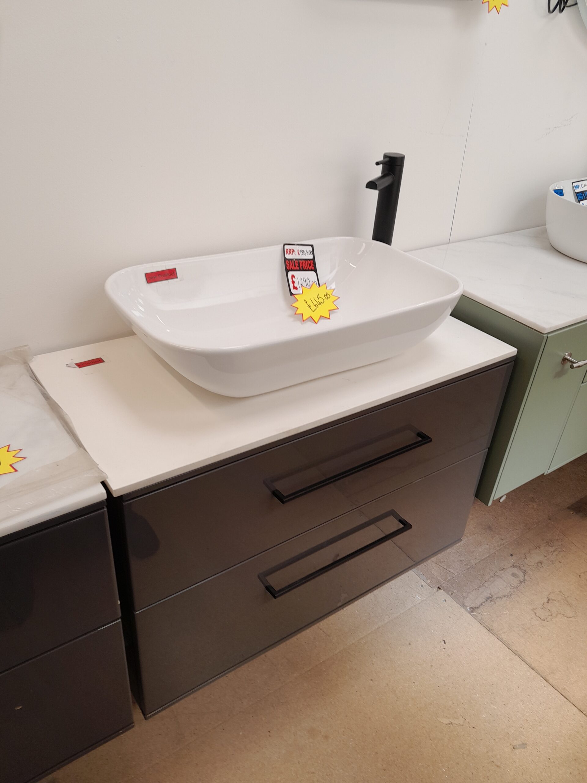 Ex-display Scheme 800mm vanity unit, worktop, vessel Basin, & tap - Image 3