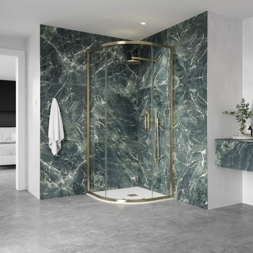 flair eto one door quadrant brushed brass r | Total Bathrooms