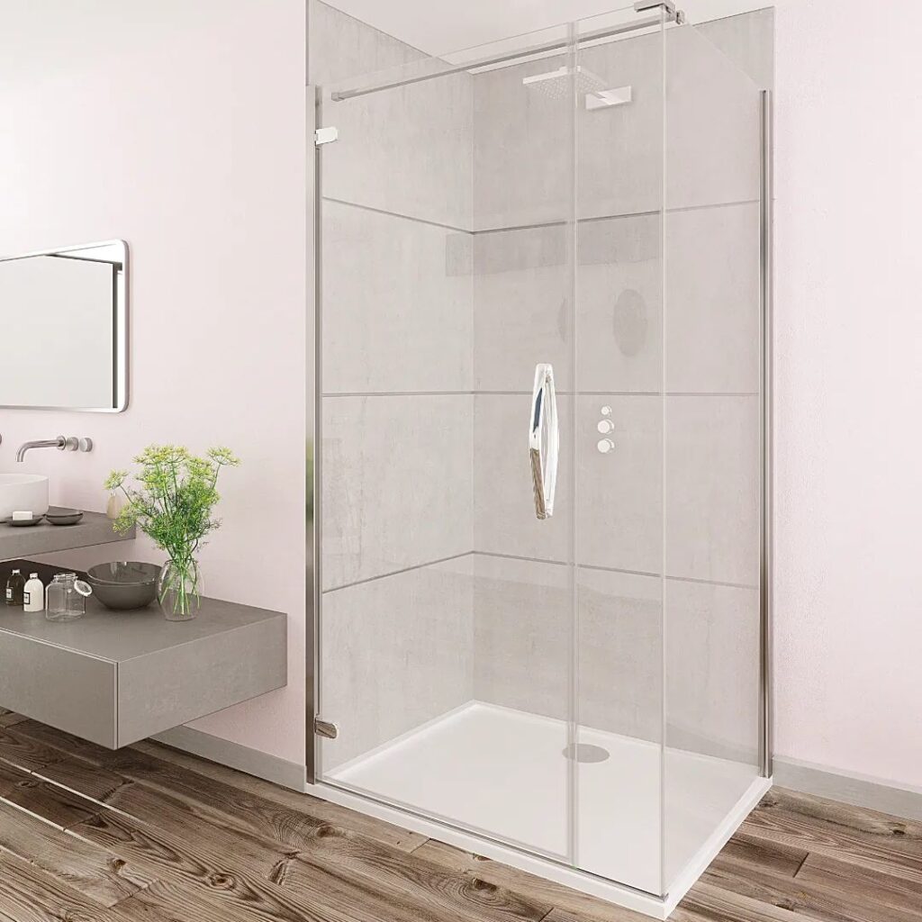 flair oro enclosures hinge door ultra frameless corner side panel 2x | Total Bathrooms